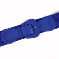 Apple Accessories Faux Leather Stretch Belt Royal Blue - Angled Buckle