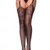 Leg Avenue HOSIERY Lace Top Fishnet Stockings With Attached Garterbelt 1 Leg Avenue HOSIERY Lace Top Fishnet Stockings With Attached Garterbelt