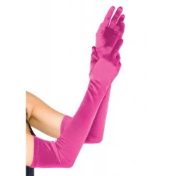 Leg Avenue Opera Length Satin Gloves In Fuchsia ACCESSORIES