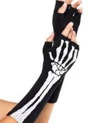 Leg Avenue Skeleton Fingerless Gloves In Black & White