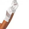 Leg Avenue ACCESSORIES Wrist Length Satin Gloves In White