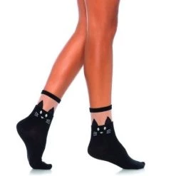 Leg Avenue Black Cat Opaque Anklet With Sheer Top ACCESSORIES