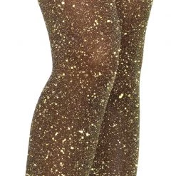 Leg Avenue Glitter Lurex Tights In Black & Gold HOSIERY