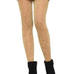 Leg Avenue Glitter Lurex Tights In Gold HOSIERY