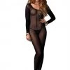 Leg Avenue APPAREL Sheer Black Long Sleeve Bodystocking