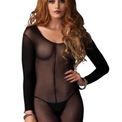 Leg Avenue APPAREL Sheer Black Long Sleeve Bodystocking