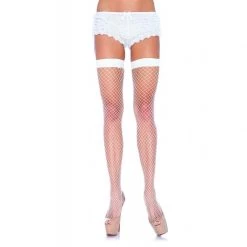 Leg Avenue Industrial Fishnet Thigh Highs In White