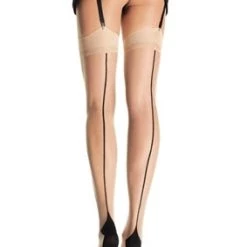 Leg Avenue Cuban Heel Backseam Thigh Highs In Nude