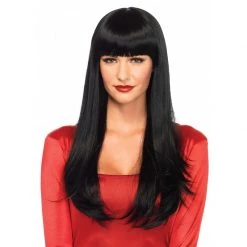 Naked City Halloween Sales 33 Leg Avenue Long Black Wig With Bangs ACCESSORIES