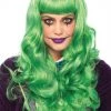Leg Avenue Long Wavy Green Wig With Bangs ACCESSORIES