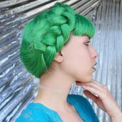 Leg Avenue Long Wavy Green Wig With Bangs ACCESSORIES