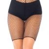 Leg Avenue Industrial Fishnet Bike Shorts In Black - Plus