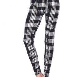 2NE1 Apparel Black & White Houndstooth Plaid Leggings - Plus