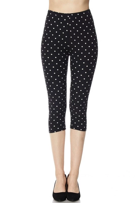Red Ribbon Black & White Polka Dot Capri Leggings 3 Red Ribbon Black & White Polka Dot Capri Leggings