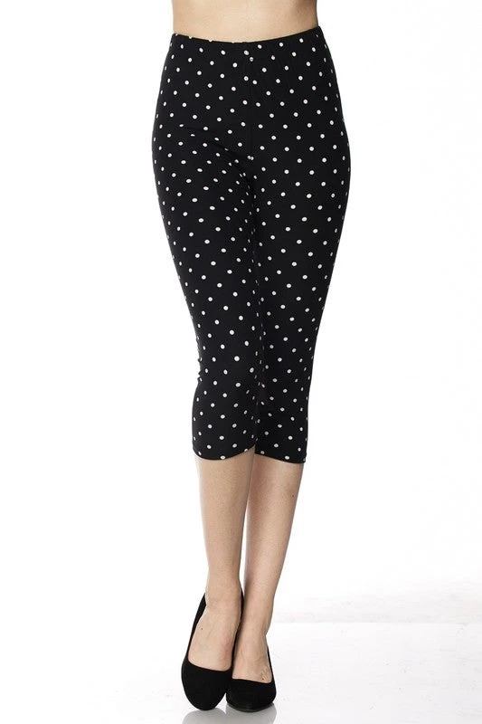 Red Ribbon Black & White Polka Dot Capri Leggings 4 Red Ribbon Black & White Polka Dot Capri Leggings