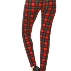 Awesome J APPAREL Red & Green Plaid Leggings - Plus