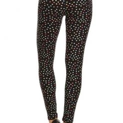 Red Ribbon Confetti Dot Print Leggings APPAREL