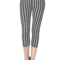 2NE1 Apparel Black & White Houndstooth Capri Leggings - Plus