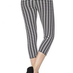 2NE1 Apparel Black & White Houndstooth Capri Leggings - Plus 11 2NE1 Apparel Black & White Houndstooth Capri Leggings - Plus