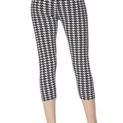 2NE1 Apparel Black & White Houndstooth Capri Leggings