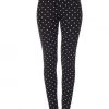 Red Ribbon Black & White Polka Dot Leggings