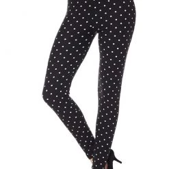 Red Ribbon Black & White Polka Dot Leggings
