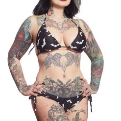 Sourpuss Clothing APPAREL Luna Bats String Bikini Top