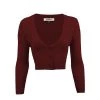 MAK APPAREL Cropped Cardigan Burgundy