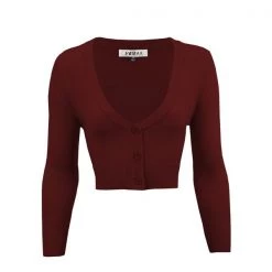 MAK APPAREL Cropped Cardigan Burgundy