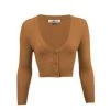 MAK APPAREL Cropped Cardigan Camel