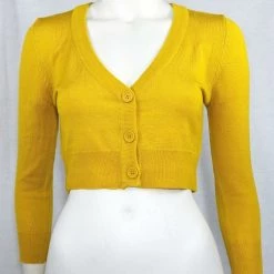MAK APPAREL Cropped Cardigan Honey