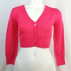 MAK APPAREL Cropped Cardigan Rose Pink