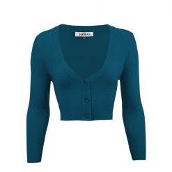 MAK Cropped Cardigan Teal Blue APPAREL