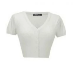 MAK Short Sleeve Cropped Cardigan - White NEW ARRIVALS