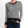MAK APPAREL Black & White Striped Crew Neck Sweater
