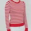 Mak Sweaters Red & White Striped Crew Neck Sweater APPAREL