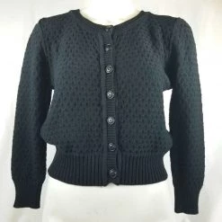 MAK Textured Knit Cardigan In Black APPAREL
