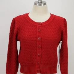 MAK Textured Knit Cardigan In Red APPAREL