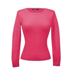 MAK APPAREL Retro Crew Neck Sweater Hot Pink