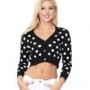 MAK APPAREL Black & White Polka Dot Cropped Cardigan