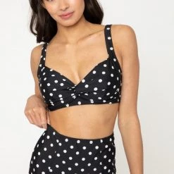 Marina West APPAREL Polka Dot High Waist Swim Bottoms In Black & White