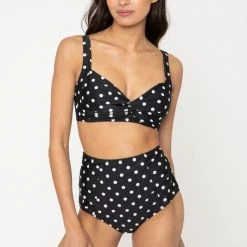 Marina West APPAREL Polka Dot High Waist Swim Bottoms In Black & White