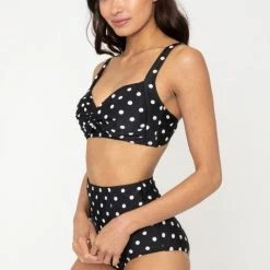 Marina West APPAREL Polka Dot High Waist Swim Bottoms In Black & White
