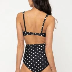 Marina West APPAREL Polka Dot High Waist Swim Bottoms In Black & White