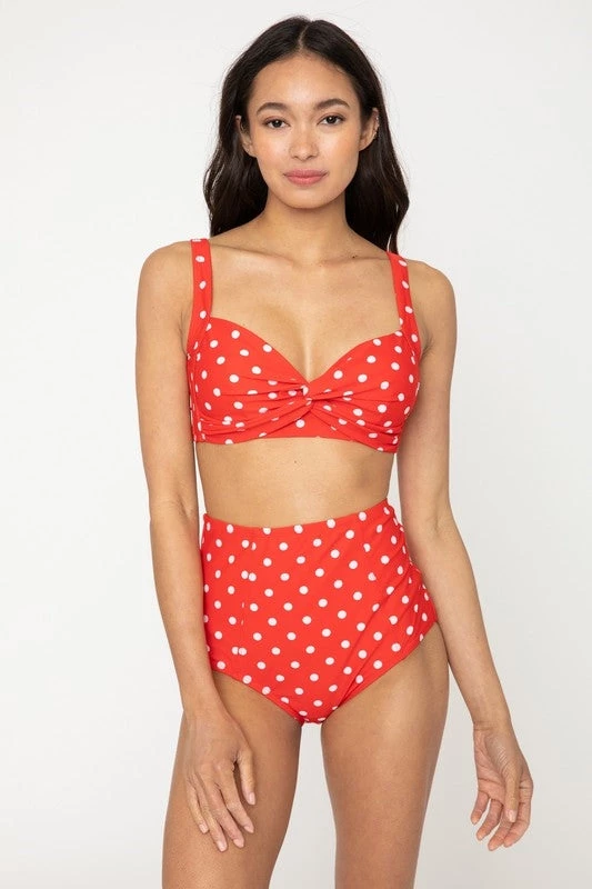 Marina West APPAREL Polka Dot High Waist Swim Bottoms In Red & White 4 Marina West APPAREL Polka Dot High Waist Swim Bottoms In Red & White