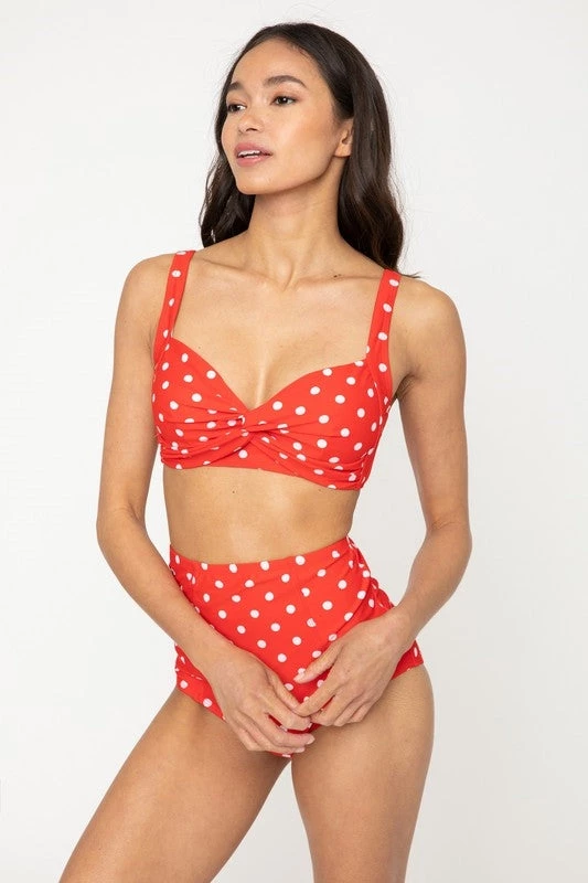 Marina West APPAREL Polka Dot High Waist Swim Bottoms In Red & White 5 Marina West APPAREL Polka Dot High Waist Swim Bottoms In Red & White