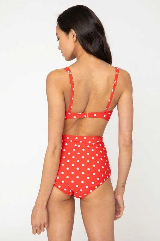 Marina West APPAREL Polka Dot High Waist Swim Bottoms In Red & White 6 Marina West APPAREL Polka Dot High Waist Swim Bottoms In Red & White