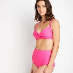 Marina West Retro Swim Top In Bright Pink
