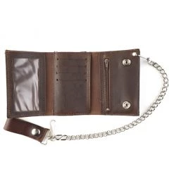 Mascorro Leather ACCESSORIES Tri-fold Chain Wallet - Brown Leather