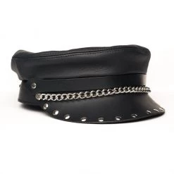 Mascorro Leather Black Leather Studded Biker Cap
